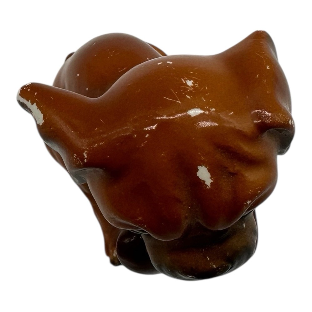 Vintage Boxer Dog Figurine Brown Puppy Statue Sitting Holding Shoe Brown Ceramic - Picture 2 of 6